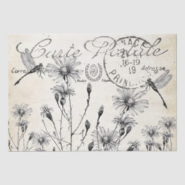 Papel De Seda Carte Postale Wildflower Dragonfly Artesanato