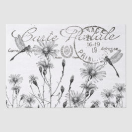 Papel De Seda Carte Postale Wildflower Dragonfly Artesanato