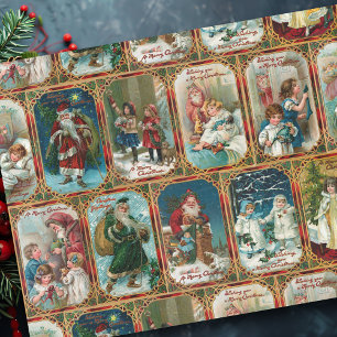 Papel De Seda Cartões de Natal vitorianos do Ornamentado Colori