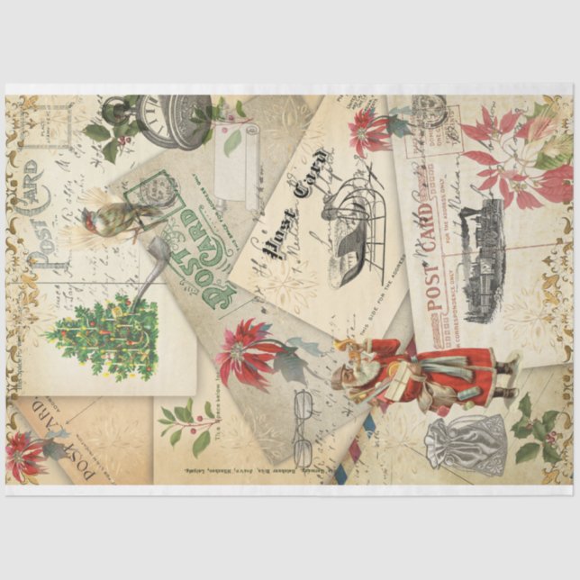 Papel De Seda Cartões postais antigos Desligamento de Papais noe (Frente )