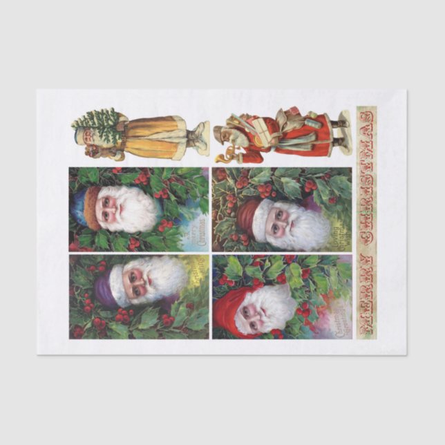 Papel De Seda Cartões postais e sucata de Papais noeis de vinhet (Frente )