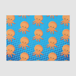 Papel De Seda Cartoon Bonito Octopus Blue Ocean