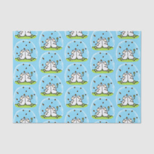Papel De Seda Cartoon de carneiros e borboletas bonitos