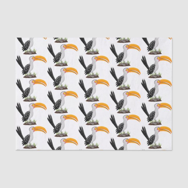 Papel De Seda Cartoon de pássaros-de-bico-amarelo engraçado (Frente )