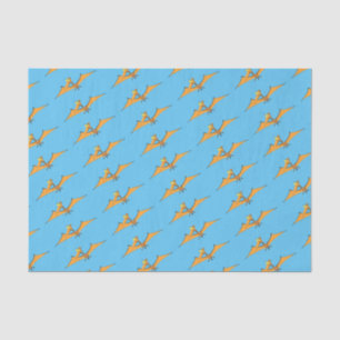 Papel De Seda Cartoon de pterodátilo, cor de laranja giro e eng