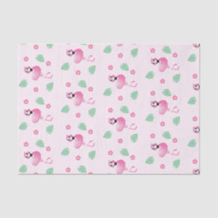Papel De Seda Cartoon Flamingo Tropical Flowers Padrão Rosa