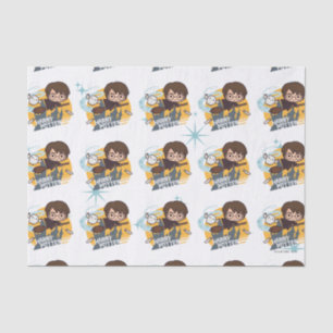 Papel De Seda Cartoon Harry e Hedwig voando no passado Hogwarts