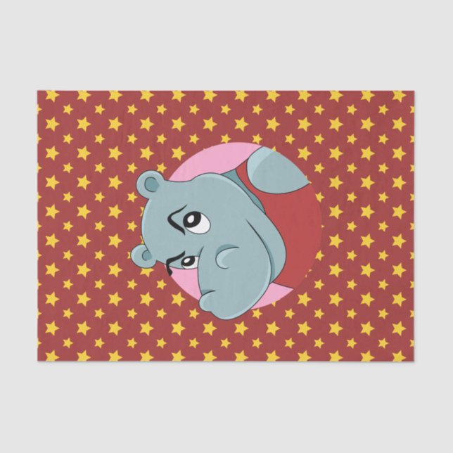 Papel De Seda Cartoon hippopotâmico bonito (Frente )