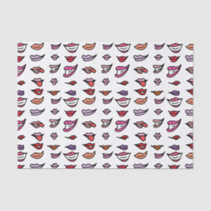 Papel De Seda Cartoon Lipstick sorri Padrão Divertido