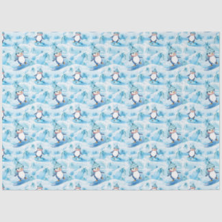 Papel De Seda Cartoon Penguin Surfing