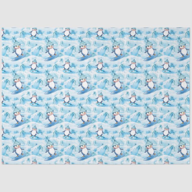Papel De Seda Cartoon Penguin Surfing (Frente )