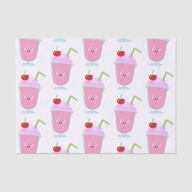 Papel De Seda Cartoon sundae de sorvete de morango (Frente )