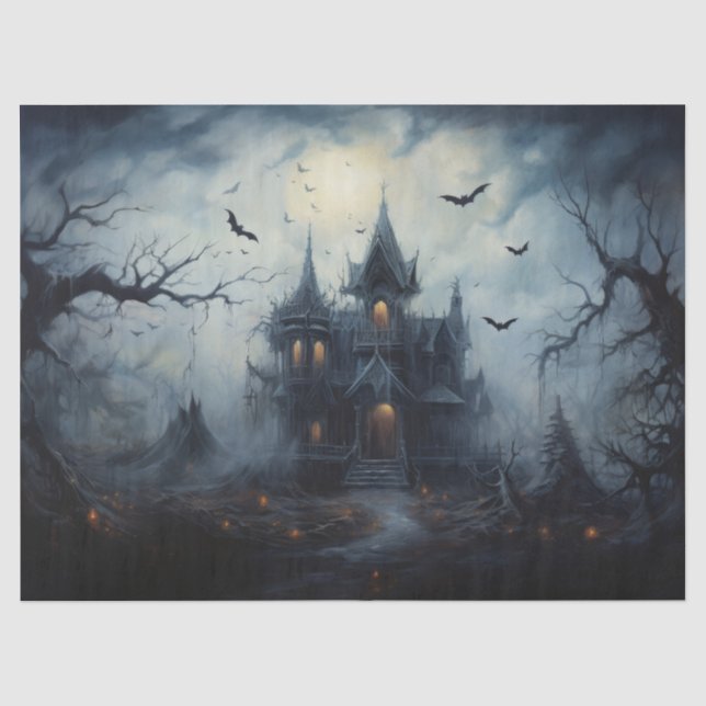 Papel De Seda Casa Assombrada de Halloween Assustadora para Deco (Frente )