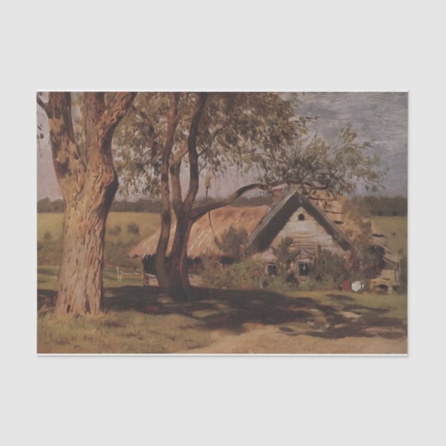 Papel De Seda Casa com Árvores de Vassoura por Isaac Levitan (Frente )