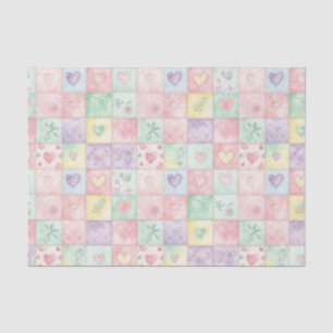Papel De Seda Casa de Campo Floral Patchwork Xadrez Pastel