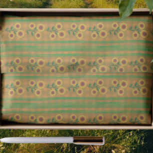 Papel De Seda Casa de Campo Girassóis Amarelos Castanhos