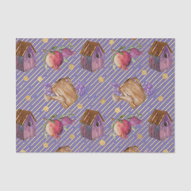 Papel De Seda Casa de Pássaro Roxa (Design 2 da Série Roxa) (Frente )