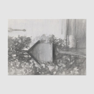 Papel De Seda Casa de Pássaros Vintage Rústica Preto e Branco Es