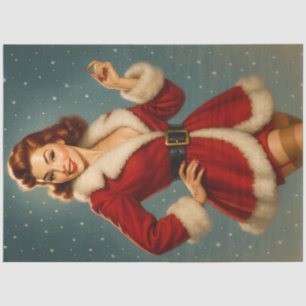 Papel De Seda Casaco Vintage do Papai Noel Pinup de Natal