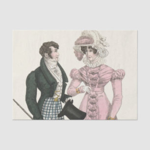 Papel De Seda Casal Antigo Casamento 1823 Homem Mulher Moda