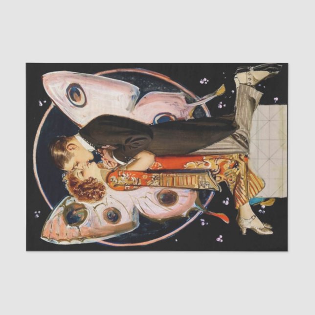 Papel De Seda "Casal borboleta" por FX Leyendecker (Frente )