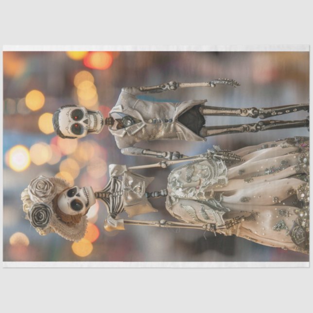 Papel De Seda Casal Casado do Esqueleto de Dissociação (Frente )