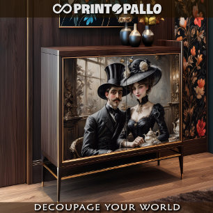 Papel De Seda Casal da belle epoque num café de Paris