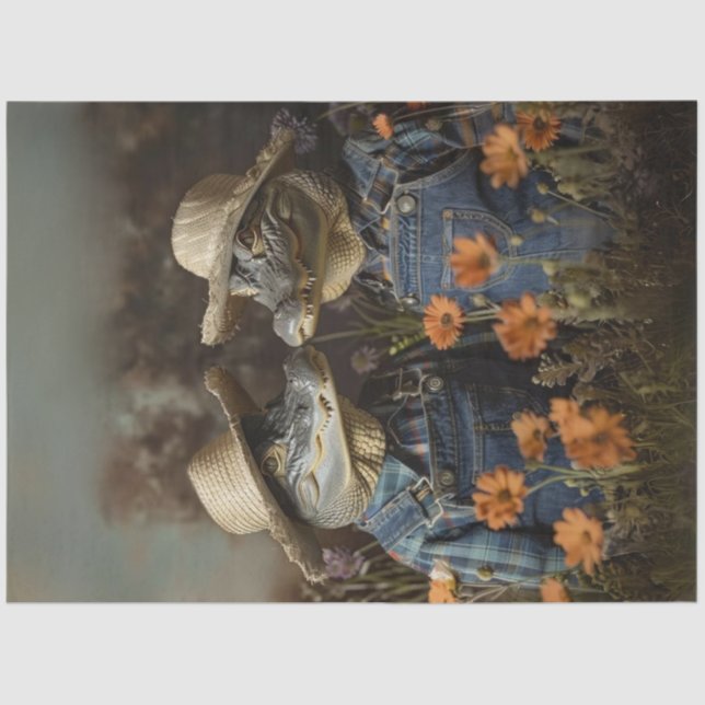 Papel De Seda Casal de Alligador de Criação de Dissociação (Frente )