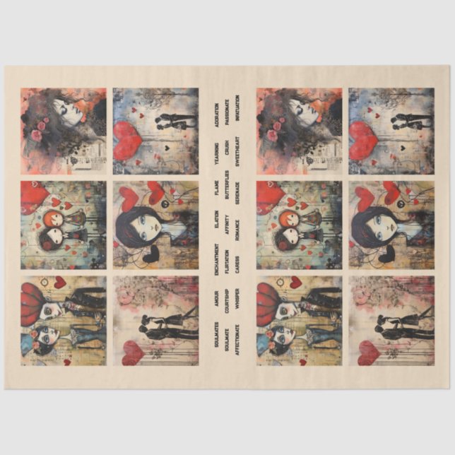 Papel De Seda Casal de fundo de mídia mista romântica Namorados  (Frente )