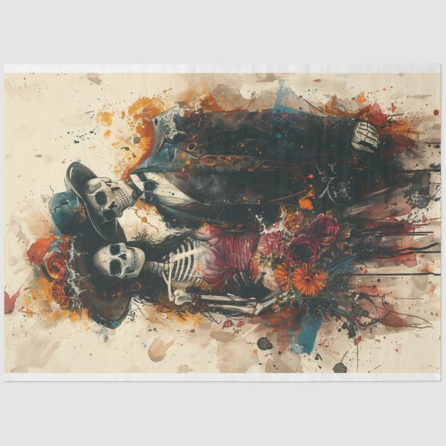 Papel De Seda Casal de Grupo de Esqueleto para Desligar (Frente )