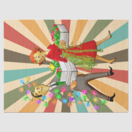 Papel De Seda casal de Natal de 1950 com Fundo Retroativo