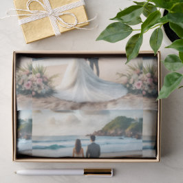 Papel De Seda Casal de Praia de Casamento