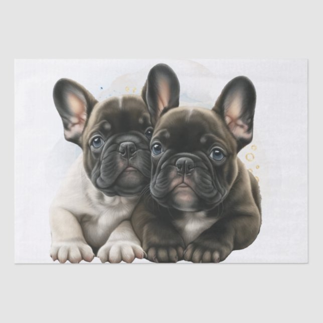 Papel De Seda Casal francês Bulldog Dogs Cute (Frente )
