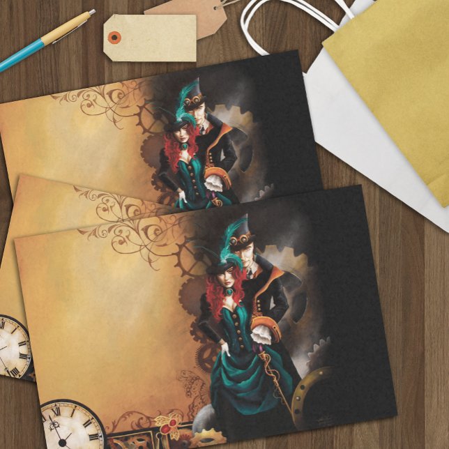 Papel De Seda Casal Steampunk vitoriano (Criador carregado)