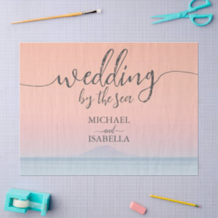 Papel De Seda Casamento à beira-mar sob o pôr do sol de céu cor