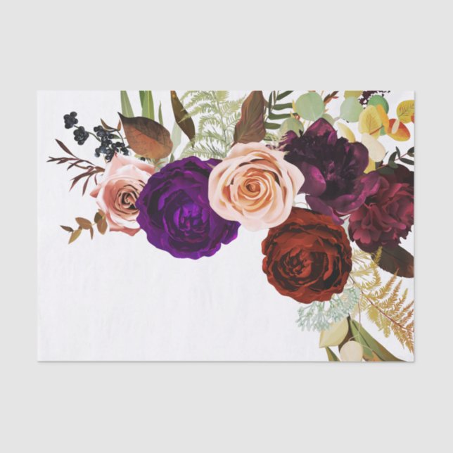 Papel De Seda Casamento Branco Verde Floral Cor Chic Bold (Frente )