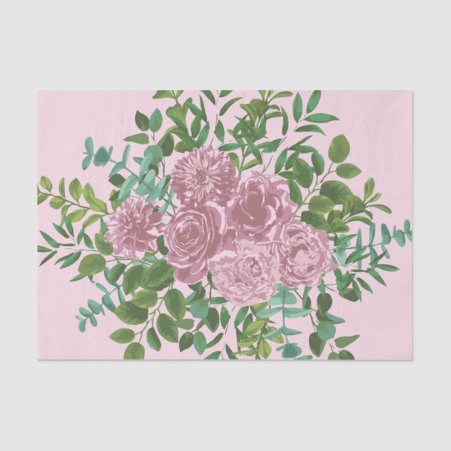 Papel De Seda Casamento da primavera do Jardim das Rosas Rosa (Frente )