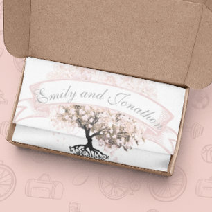Papel De Seda Casamento de Árvore de Folha de Coração Rosa
