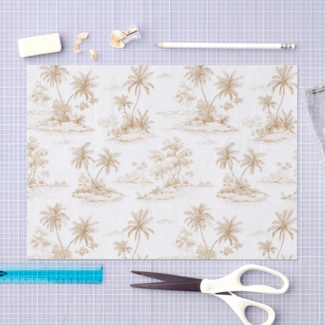 Papel De Seda Casamento de Árvores de Palmeira de Ilha Tropical  (Arte )
