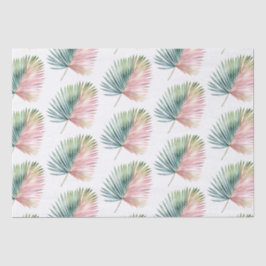 Papel De Seda Casamento de Folha Verde Rosa Tropical