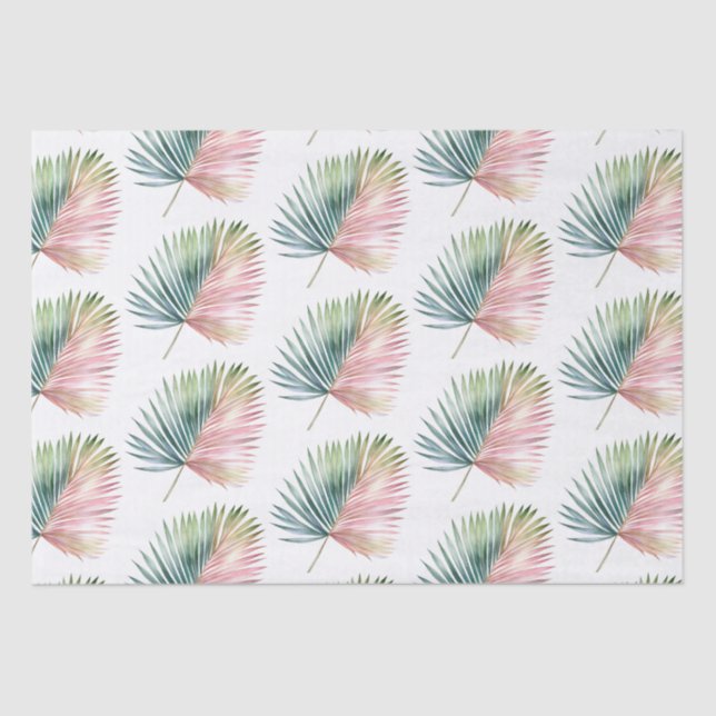 Papel De Seda Casamento de Folha Verde Rosa Tropical (Frente )