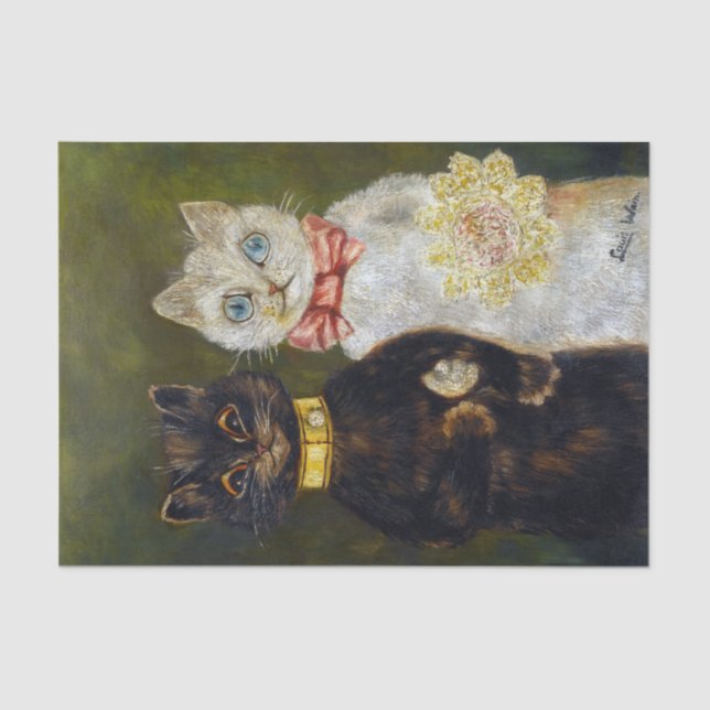 Papel De Seda Casamento de Gato, Casamento, Noiva, Louis Wain (Frente )