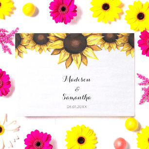 Papel De Seda Casamento de Outono com Girassóis Amarelo Branco