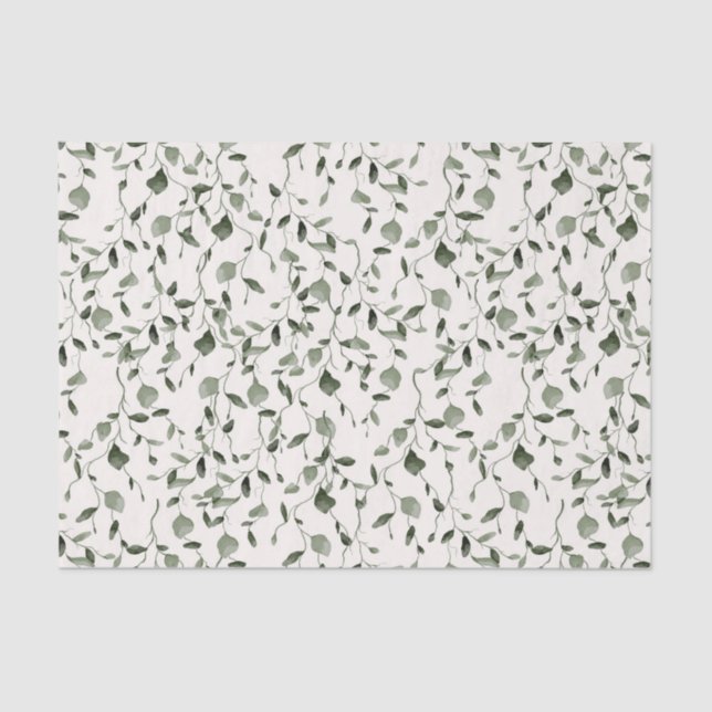 Papel De Seda Casamento de Padrão Botânico de Aquarela (Frente )