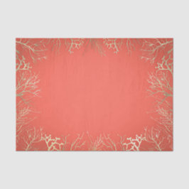 Papel De Seda Casamento de Praia Elegante Laranja Coral Dourado 