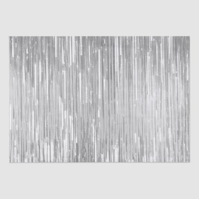 Papel De Seda Casamento de Stripes de Sparkle Glam Silver (Frente )