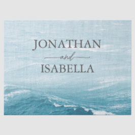 Papel De Seda Casamento de verão pelo mar azul ondulado, ombre o