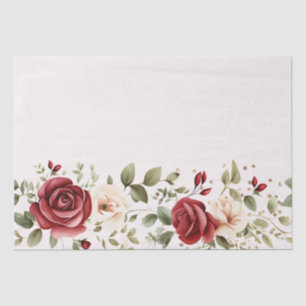 Papel De Seda Casamento Dourado de Rosas de Creme Vermelho