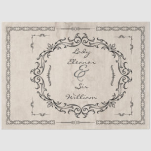 Papel De Seda Casamento Elegante de Manuscrito Medieval