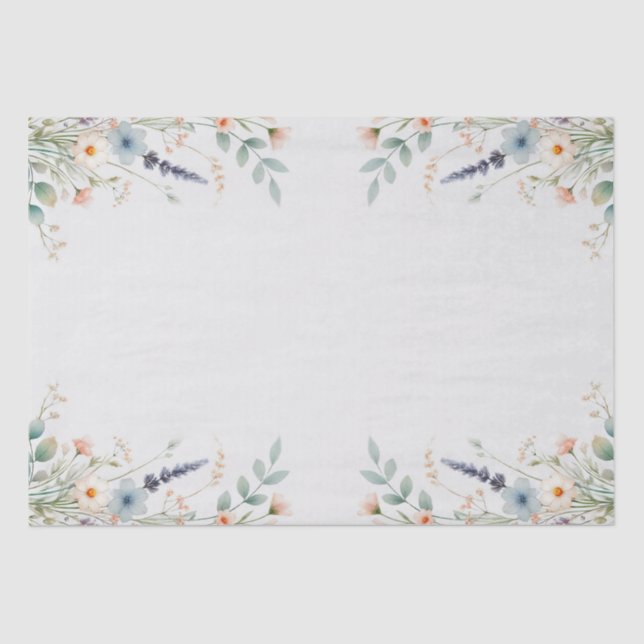 Papel De Seda Casamento Floral Aquarela Primavera Noiva (Frente )